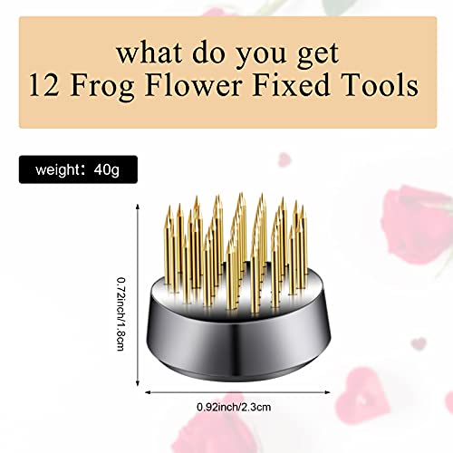 Geiserailie 12 Pcs 23mm/0. 92 Inch Stainless Flower Frog Mini Round Metal Floral Frog Japanese Ikebana Fixed Pin Holder Tool Arrangement Floral Fixation for DIY Flower Craft Arrangements(Gold) - color: Gold
