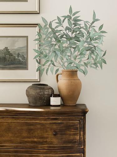 Briful Set of 6 Faux Eucalyptus Stems 39.5 '' Long Stem Artificial Branches for Vase Round Year Greenery Stems Realistic Gray Eucalyptus Leaf Sprays for Home Decor Indoor Party Wedding - color: 6pcs Gray Green