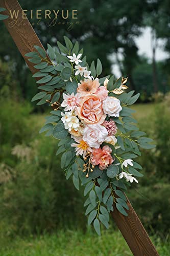 Artificial Wedding Arch Flowers Kit(Pack of 2) for Wedding Arch, Bridal Shower, Ceremony and Reception Backdrop Decoration (Coral Pink) - color: Coral Pink
