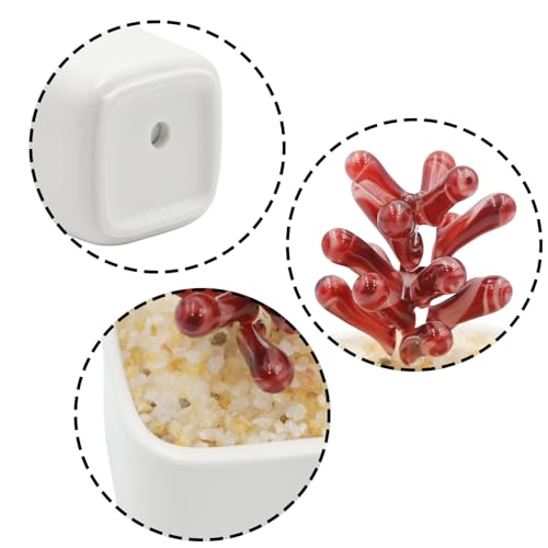 Red Glass Succulent Planter 3.5 Inch Potted Faux Succulent for Desk Decor Home Aesthetics - color: Red Succulent