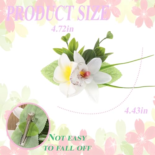 3 PCS Hawaiian Flower Hair Clips for Women Plumeria Hibiscus Hair Barrettes Hawaiian Artificial Flower Accessories for Vacation Beach Party Boho Clips for Girls Wedding（white Blue Purple） - color: white Blue Purple