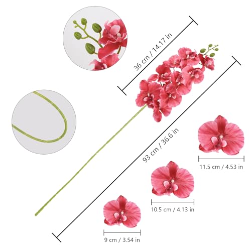 6PCS Long Stem Orchids Artificial Flowers 36" Artificial Phalaenopsis Flowers Silk Faux Orchid for Wedding Party Office Home Décor(Rose Red) - color: Rose Red