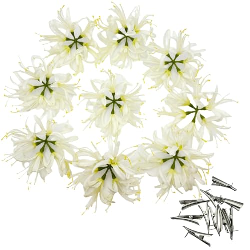 Silk Spider Plant Fake Flowers Heads,Artificial Flowers Spider Silk Flowers for Crafts,Fake Flowers Bulk,Artificial Flowers for Cake Decoration Wedding Party Birthday Home Décor (9, White) - color: White