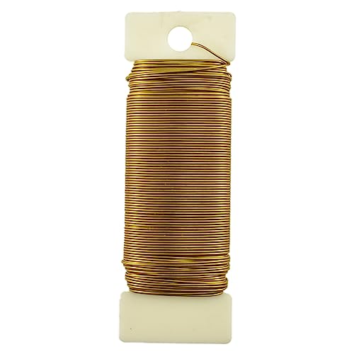 HAHIYO 22Gauge Dark Gold Metal Floral Wire - 1 Roll, 38 Yards (115 Feet) - Flexible Paddle Wire for Craft, Christmas Wreaths, Tree, Flower Arrangement, Bouquet Wrapping, Wedding, DIY - color: Dark Gold, size: 22Gauge-1P/38Yards
