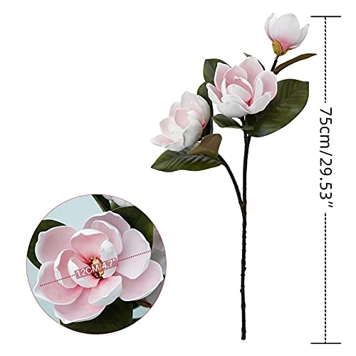 MINYULUA 3Pcs Artificial Magnolia Flowers, 29.5" Long Pink Magnolia Stem Flower, Faux Wedding Flower Bouquet Vase Floral Arrangement for Table Centerpiece Wedding Holidays Party Home Decor - color: Pink