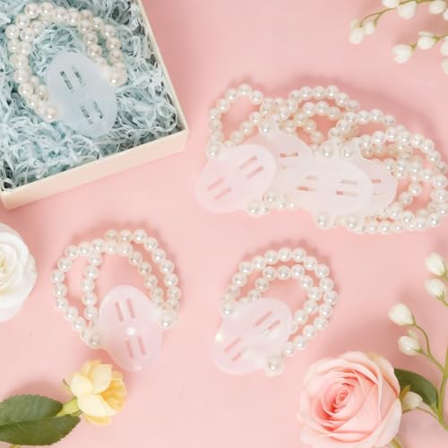 Fumwase 16 Pieces Elastic Stretch Pearl Corsage Wristlet Bracelet Adjustable Wrist Corsages Bands for Flowers Wedding Bridal Shower Graduation Party