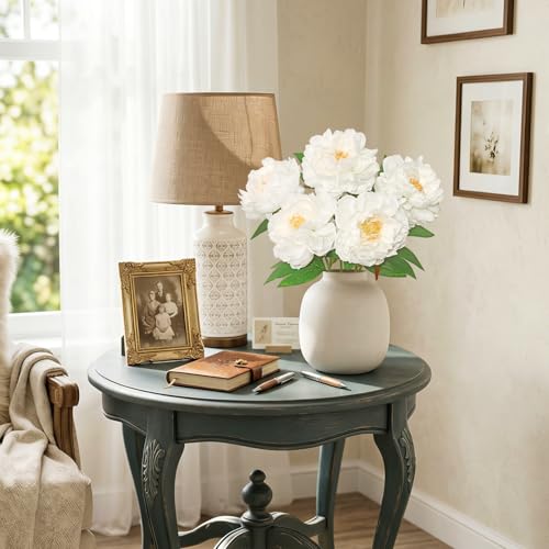 Fake Flowers White Peonies 16 Inch 6 PCS Bulk White Peony Artificial Flower Stems Faux Silk Peonies Flowers for Vase Floral Arrangements Real Touch Peony for Home Table Centerpiece Shelf Decor