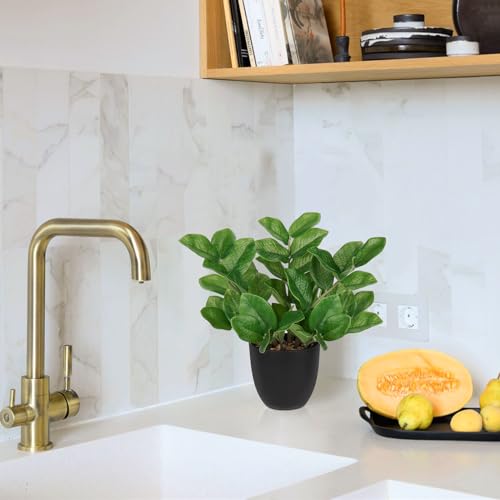 Briful Faux Plants Indoor, Artificial ZZ Plants in Black Pot Fake House Silk Plants for Home Office Dining Table Shelf Decor Bathroom Aesthetic (Green, 1Pack) - color: Black Pot Zz Plant