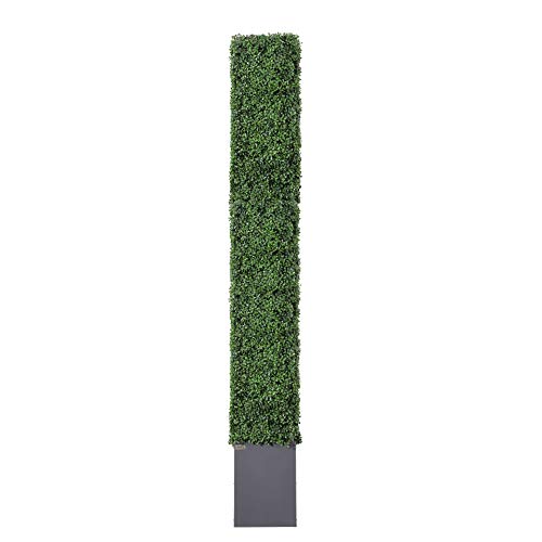 Artificial Hedge Wall (38" Width* 12" Deep* 96" Height) with Dark Gray Stainless Steel Planter Box (96.00) - size: 38"W*12"D*96"H