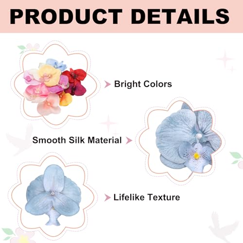 uxcell 10 Pcs Artificial Orchid Flower Heads, Fake Butterfly Orchid Heads Bulk Artificial Flowers for DIY Wedding Bouquets Centerpieces Party Home Decorations, Gray Blue - color: Gray Blue