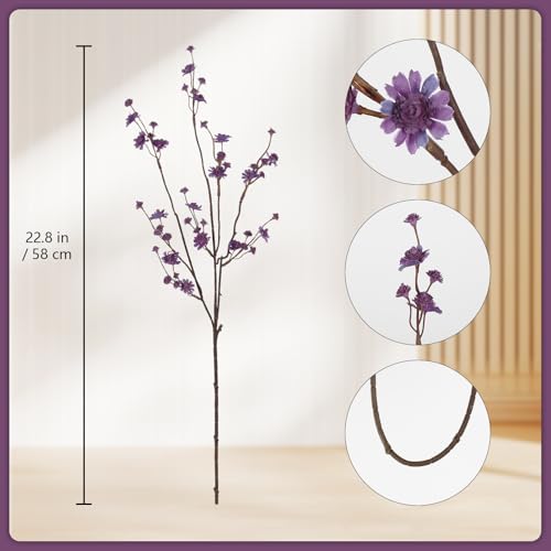 10PCS Dark Purple Babys Breath Artificial Flowers 22.8" Romantic Fake Babys Breath Gypsophila 22.8" Silk Faux Flowers Bulk for DIY Floral Arrangement Home Vase Decor (Dark Purple) - color: Dark Purple