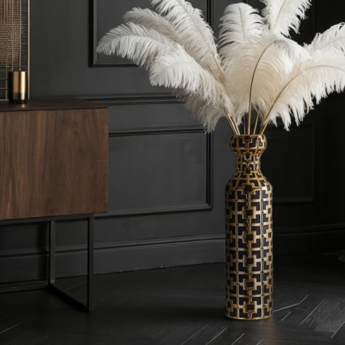 Black with Golden Vase for Modern Home Decoration, 24.4 inch Tall Floor Vases for Home Decor, Ceramic vases for décor, Suitable for Living Room Decor, Bathroom Decor and Office Décor - color: Black With Gold
