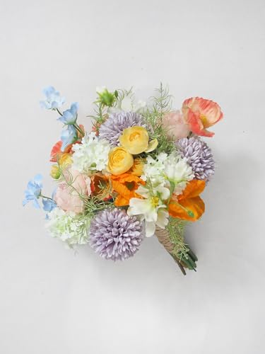 Rinlong Pastel Bridesmaid Bouquet for Wedding, Prom, Homecoming | Silk Bridal Bouquet, Destination Friendly - color: 03-pastel Pink & Purple
