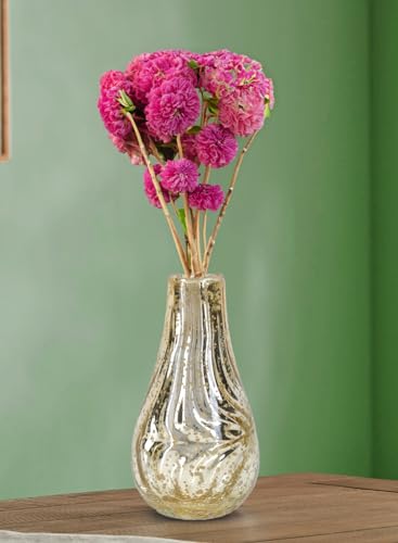 Serene Spaces Living Gold Crackle Bud Vase, Vintage Style Vase for Floral Arrangements at Weddings, Parties, Events, Home, 5.75" Tall & 3" Diameter, Medium, Set of 4 - color: Medium, Set of 4