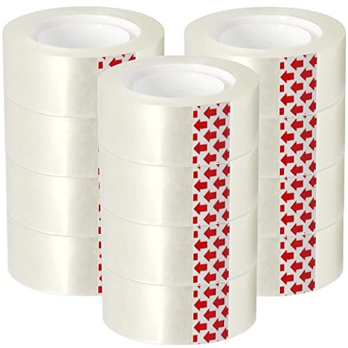 12 Rolls Transparent Tape Refills for Dispenser, Clear Tape, 3/4 x 1000 Inches, Easy Tear, Glossy Gift Wrap Tapes, Home Office Supplies and Back to School Supplies for College and Classrooms - size: 12 Rolls