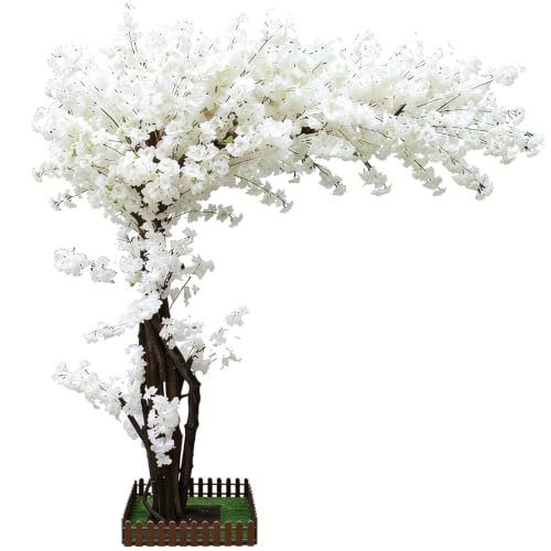 10FT Large Artificial Cherry Blossom Trees White for Home Decor Indoor Outdoor,Arbol De Cerezo Artificial Grande,Faux Fake Cherry Blossom Tree for Garden Party Wedding - color: White, size: 10x8.2ft