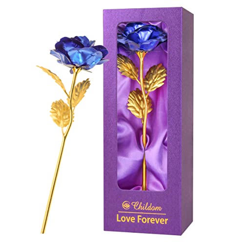 Childom Mothers Day Rose Gifts for Mom,Birthday Gifts for Women,Mothers Day Flowers Gifts for Mom from Daughter Son,Blue Artificial Flowers Gift for Her,Wife,Grandma,Christmas,Valentines,Anniversary - color: Blue