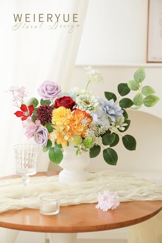 Artificial Flower Box Set Silk Fake Flowers DIY Center Cake Decoration Wedding Bouquet Corsage Home Decor Outdoor Decor Gift (Small Rainbow Flower) - color: Small Rainbow Flower