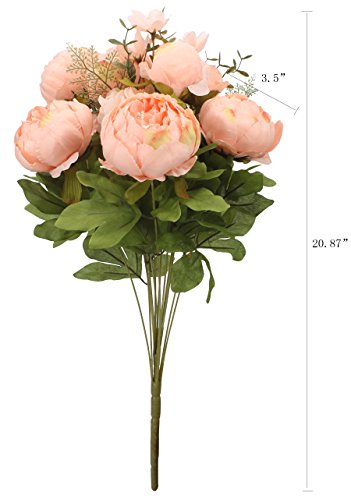 Duovlo Springs Flowers Artificial Silk Peony Bouquets Wedding Home Decoration,Pack of 1 (Spring Orange-Pink) - color: Spring Orange-pink