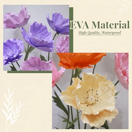 Artificial Giant Flowers for Decoration with Stand, 6 Pcs/Set Large EVA Fake Flowers for Wedding Floral Decor Birthday Easter Party Mother's Day Photography Props Shop Window - size: 6 Pcs/Set - EVA - Orange Set 2