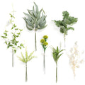 Serra Flora Artificial Greenery Spray Box Set(Pack of 28pcs) with 7 Kinds of DIY Wedding Bouquet Filler Table Centerpieces and Floral Arrangement (White&Green) - color: White&green