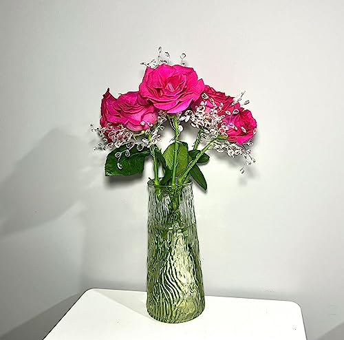 50 Stems Artificial Bouquet, Craft Acrylic Flower Wire Stem Water Drop White Pearl Beads, Handmade Floral Strands for Valentine Wedding Decortaion