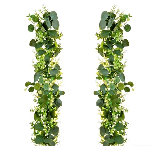 Eucalyptus Garland Greenery 2Pack: 5.9Ft Artificial Faux Greenery Vines for for Wedding Home Party Table Runner Decor - size: 2pack