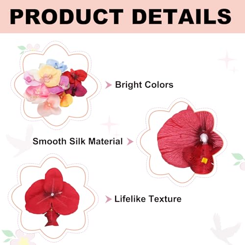 uxcell 10 Pcs Artificial Orchid Flower Heads, Fake Butterfly Orchid Heads Bulk Artificial Flowers for DIY Wedding Bouquets Centerpieces Party Home Decorations, Red - color: Red