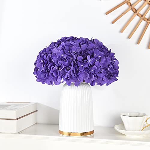 10PCS Artificial Hydrangea Flowers, Fake Hydrangea Silk Flowers Heads with Stems for Wedding Home Party Shop Baby Shower Decoration-Dark Purple - color: New-dark Purple