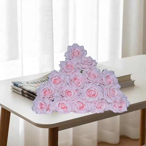 Pink Roses Artificial Flowers,50PCS 4 Inch Large Fake Roses Bulk - color: Pink