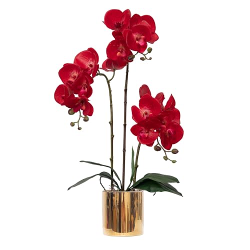 Artificial Orchid Set Fake Phalaenopsis Flower Faux Butterfly Orchid Real Touch Orchid for Wedding Home Office Party Hotel Yard Decoration Restaurant - color: Red