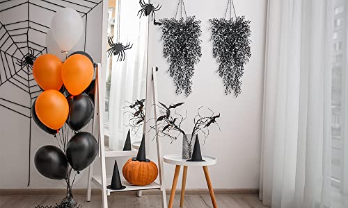 RECUTMS Hanging Fake Vines Artificial Hanging Plants Flowers 4Pcs Faux Ivy Ferns Wall Plants for Bedroom Indoor Outdoor Garden Patio Halloween Thanksgiving Decoration (Black White) - color: Black White-hanging