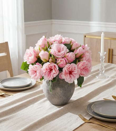 florisso Red Rose Artificial Flowers - 13 Branches Faux Roses for Wedding Bouquets, Table Centerpieces & DIY Crafts (Artificial Roses) - color: Rose-red