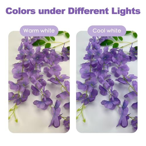 BIRDDIE 48 Pcs of Artificial Wisteria Hanging Flowers, 3.75 Feet Fake Wisteria Flower Strings for Backdrop, Wedding, Ceremony,Garden and Home Wall Decoration (Light Purple) - color: Light Purple, size: 48 pcs