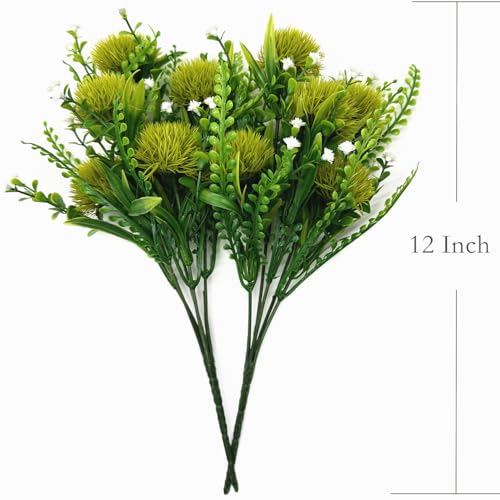PASYOU Artificial Dandelion Flowers, Fake Dandelions Plastic Plants Faux Realistic Plant for Outdoor Indoor Home Garden Kitchen Bedroom Wedding Party Vase Planter Filler DIY Decorations Green 4 Pack - color: Dandelions - Green 4 Pack