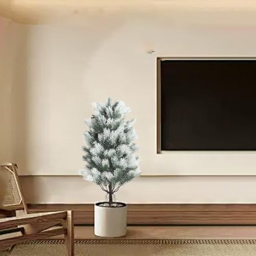 Artificial Cedar Topiary Tree, UV Rated, 21.6 Inch, Indoor Outdoor Plant with Ground Spike for Front Porch, Door, Office, Garden Decor (B, One Size) - color: B