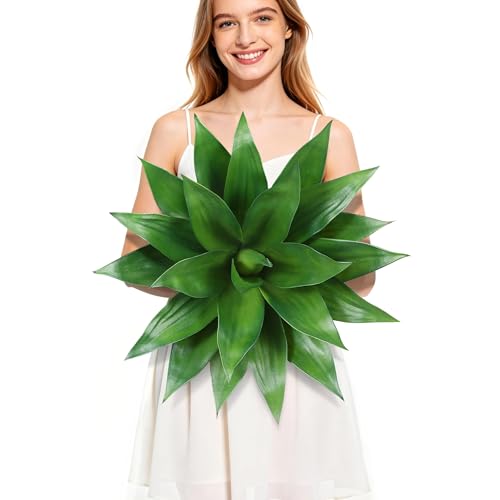 Wertuirk 22 Inch Artificial Agave Plant, Realistic Faux Succulents with Vibrant Color, UV Resistant & Low Maintenance for Indoor Outdoor, Home, Garden, Patio,Office Decor (Green, Large) - color: Green, size: Large