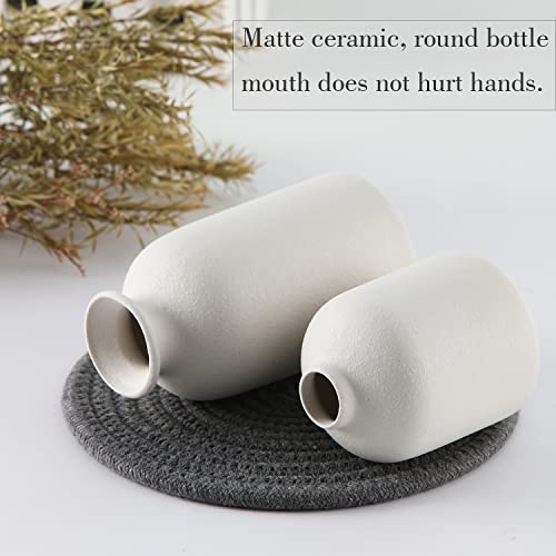 CEMABT White Ceramic vase Set-3 Small Flower vases for Decor,Modern Boho Farmhouse Home Decor,Decorative vase for Pampas Grass&Dried Flowers,idea Shelf,Table,Bookshelf ，Entryway- Distressed - color: 3set-white