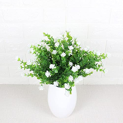 6 Bundles Artificial Flowers for Outdoors,UV Resistant Realisic Fake Plastic Plants Artificial Shrubs Fall Flowers Decor of Vase and Outside Window Box, Ferns Plants for Planter-White - color: White, size: 6PCS