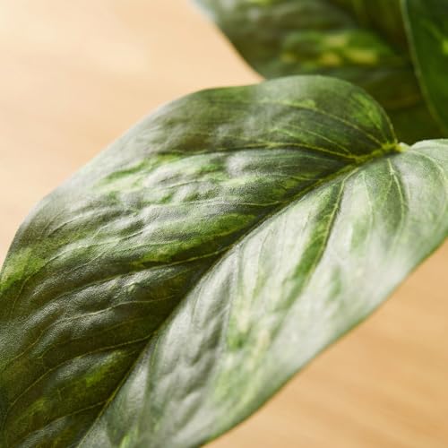 Artificial Plants Faux Pothos with Plastic White Pot Artificial Potted Plant for Home Office Bedroom Indoor Outdoor Decor 1 Pack(Dark Green)