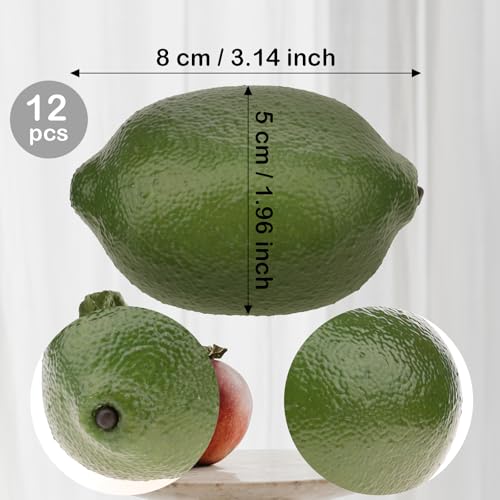 Gresorth 12pcs High-Grade Fake Green Lemon Decoration Realistic Fruits Artificial Lime for Home Party Holiday Adornment - color: Green