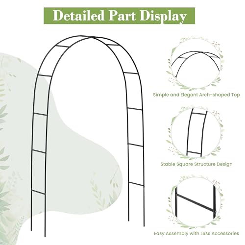 Metal Arbor Frame Stand, Garden Arch Trellis for Plants, Wedding Decor Backdrop Flower Stand, 7.9 * 4.6 FT - color: Black