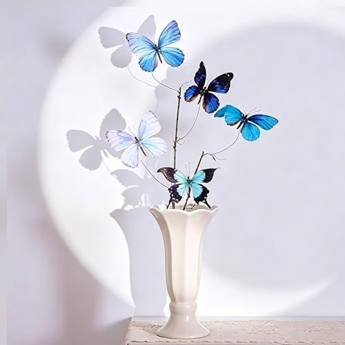 Artificial Butterfly, Silk Butterflys, Butterflies for Crafts for Floral Arrangements, 3D Butterfly Stakes Decor, Patio Plant Pot, Flower Bed Home Decor - color: Blue Series-1 Branch