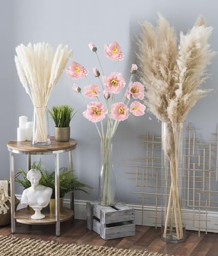 Poppy Flowers Artificial,6PCS Pink Silk Poppies 35.43in Fake Long Stem Flowers for Tall Vase Wedding Party Home Decor(Light Pink) - color: Light Pink