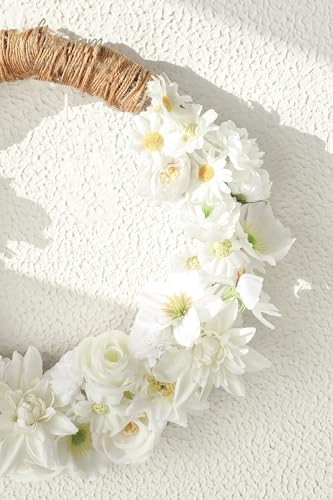 Floroom Mini Artificial Flower Heads Ivory & White Fake Peony Daisy Rose Multicolor Small Faux Silk Flower Heads for Cake Craft Garland Wedding Party Graduation Cap DIY Home Decoration, 0.8"-3.6" - color: Elegant Ivory & White