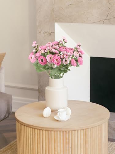 5PCS Pink Ranunculus Artificial Flowers Faux Silk Peonies Flowers with Real Touch Stems 21.65" Fake Flower Bulk for Bridal Bouquet Home Wedding Table Centerpieces Arrangements Decor (Pink) - color: Pink