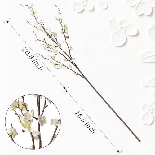 4 Pcs Cherry Blossom Branches 39 Inch White Fake Flowers Spring Decorations for Home Decor, Artificial Flowers Long Stem Branches for Vase Wedding Office Party Table Decor Centerpieces - color: White, size: 4 Pcs