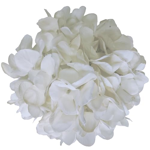 7.1''White Hydrangea Artificial Flowers,10Pcs Artificial Silk Hydrangea Heads,81 Petals Faux Hydrangea Flowers Heads with Stems for Home Wedding Baby Shower Decor(White) - color: White