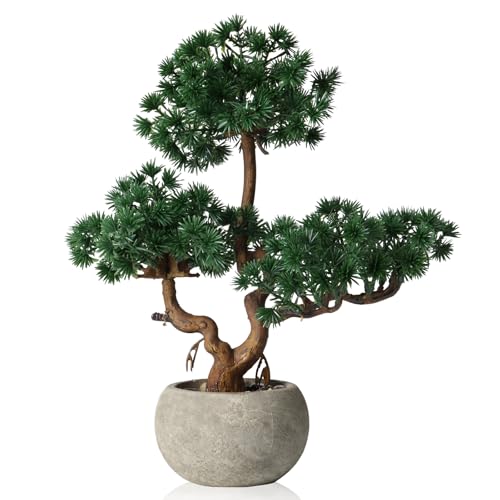 KAIRNE Artificial Pine Shrubs Trees,Realistic Decorative Plants Potted,Topiary Trees Artificial Indoor Faux Cedar Plants,Lifelike Green Tree Table Decoration Gifts for House Office Desk Shelf Decor - color: Pine Shrubs Plants