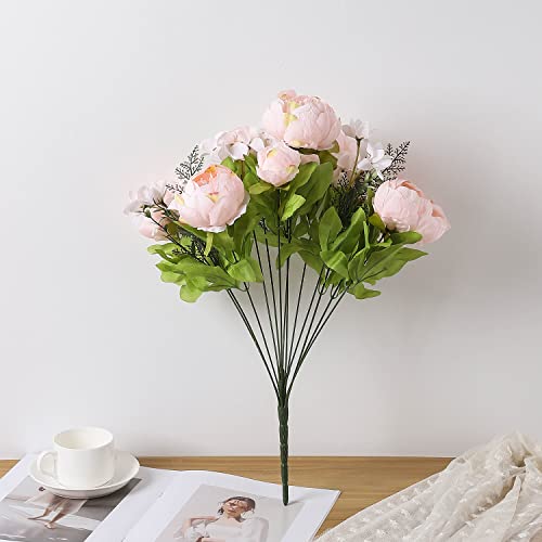 Duovlo Springs Flowers Artificial Silk Peony Bouquets Wedding Home Decoration,Pack of 1 (Spring Pure Pink) - color: Spring Pure Pink